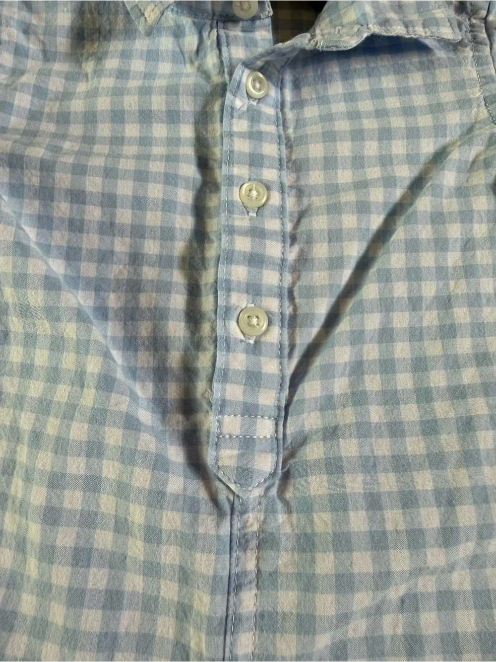 The Children's Place Light Blue Gingham Romper with Matching Hat